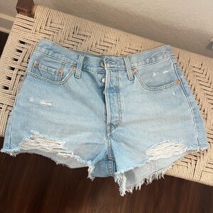Levi's Light Blue Distressed Jean Shorts